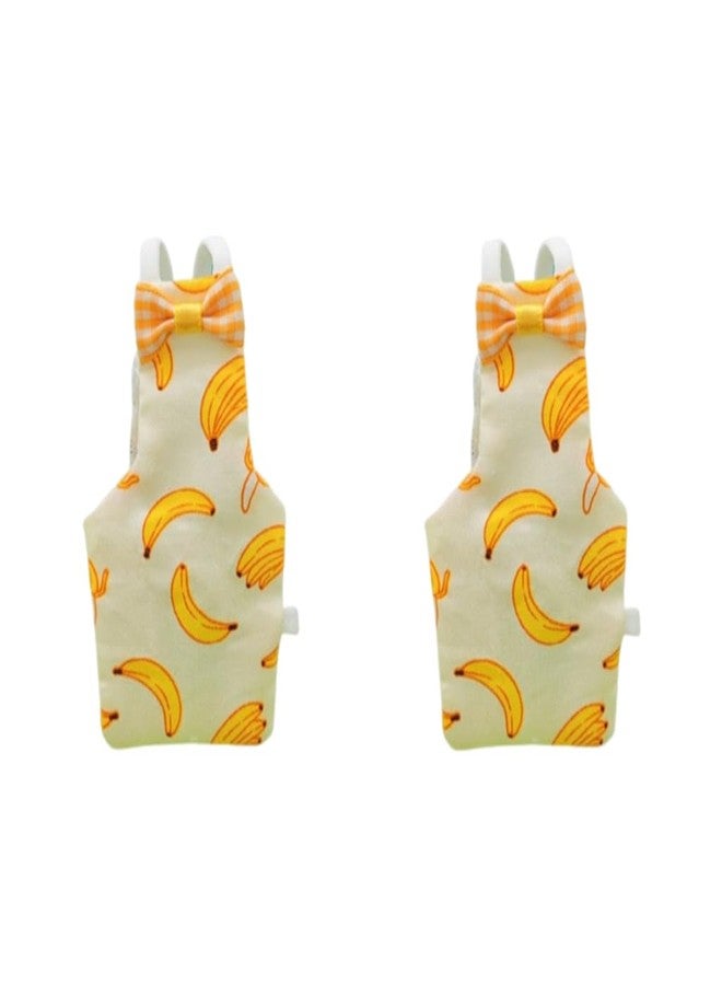 ZIBUYU® 2-Pack Small Parrot & Budgie Flight Suits with Adorable Bow and Banana Prints, Lightweight Comfortable Bird Apparel with Elastic Straps, Washable Reusable Design - Image 1